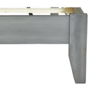 Mid-Century Solid Wood Platform Bed with Upholstered Headboard in Grey Fabric, King Size