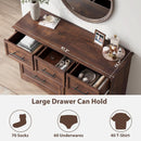 Walnut Farmhouse Dresser 7 Drawers Metallic Handles