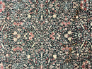 Large Sino Persian Rug 10x14, Wool Hand Knotted Vintage Carpet, Dark Green & Beige, Kirman Floral Rug, Fine Weave, Traditional, Large