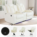 Living Room Set Leather Sofa Power Recliner Creamy White
