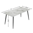 Dining Table with Sintered Stone Tabletop and Metal Legs, 70' Rectangular Modern Kitchen & Dining Room Table