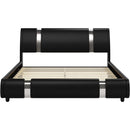 Queen Faux Leather Bed Frame With Adjustable Headboard