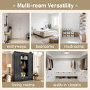 U-Can 85.2''H Hall Tree with Bench and 3 Hooks, Modern Entryway Storage Organizer Cabinet with 4 Doors, 1 Drawer and Adjustable Shelves for Hallway, Entryway, Living Room