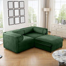 Modern Green Chenille 2-Seater Sofa with Ottoman Storage, Cylindrical Backrest and Armrests
