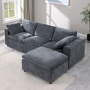 Modular Sectional Sofa, Convertible Sofa Couch, Modular Sectionals with Ottomans, 4Seat Sofa Couch with Reversible Chaise for Living Room. Chenille Grey