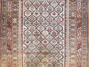 Antique Caucasian Shirvan Rug 4x6, Dagestan Area Rug, Wool Hand-Knotted Soft Red & Ivory 1920s Oriental Carpet, Soft Muted Colors