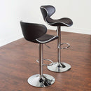Two Brown Airlift Swivel Barstools With Chrome Base Adjustable Height 360 Degree Rotation