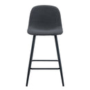 Dark Gray Linen Fabric Bar Chair Set - Two Pieces, Rounded Backrest, Metal Legs, Multiple Colors