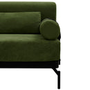 Modern Loveseat Sofa 2-Seater with USB Ports, Cylindrical Armrests, Green Chenille, 59 Inch