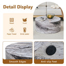 Simple Grey Marble Textured Cylindrical Coffee Table, Industrial Style MDF Living Room Furniture, 27.5-Inch Diameter.12 inch height,Suitable for industrial style living rooms.