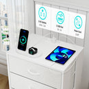 2 Pack Modern Nightstand with Charging Station, Bedside Tables with LED Light and Fabric Drawers