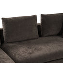 Elegant L-Shaped Sectional Sofa with Chenille Upholstery and Wooden Storage Compartment, Brown