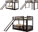 Twin Over Twin Floor Bunk Bed With Slide And Ladder