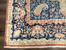 Antique Persian Sarouk Rug 9x12, Boteh Paisleys, Light Red Navy Blue