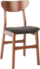 Walnut Finish Dining Chairs With Black Cushions Set Of 2