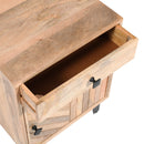 Solid Wood Vintage Nightstand with Handcrafted Detailing in Natural Finish