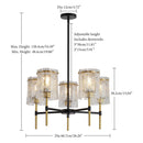 5 Light Chandelier, Textured Glass Pendant Light, (Not Including The Bulb) For Living Room - Black / Gold