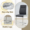 Table and chair set.63*31.4 Inch Luxurious Cold Jade Sintered Stone Dining Table Set- 6 Dark Gray High-quality PU Chairs With Arched Silver Metal Legs.Perfect For Dinner Room,Meeting Room,Kitchen,etc.