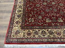 Vintage Indo Persian Rug 6x9, Very Finely Hand-Knotted Carpet 6 x 9 Red Cream Indian Oriental Carpet, Traditional Floral Wool Area Rug 1970s