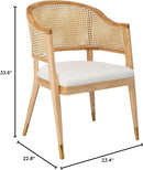 Natural Rattan Accent Chair with Brass Caps Fully Assembled