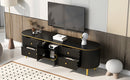 U-Can Modern TV Stand for TVs up to 80 Inches, Entertainment Center with 4 Drawers and 1 Cabinet, Wood TV Console Table with Metal Legs and Handles for Living room(Old SKU:SJ000117AAB)