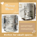 Floating Makeup Vanity with Big Mirror, Wall-Mounted Storage Vanity with Drawers, Pockets & Hooks, Space-Saving Decorative Home Organizer, White, Engineered Wood, 23.8 x 6.1 x 31.8 inches