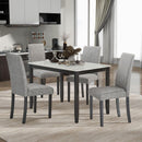 Faux Marble Dining Rectangular Table, 4 Person Wood Dining Table, White +Dark Espresso + Gray