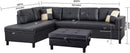 Faux Leather Sectional Sofa With Chaise Black For Living