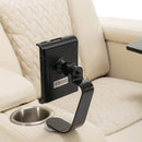 Home Theater Recliner with 270 Degree Swivel, PU Leather, Power Recliner with Tray Table, Phone Holder, Cup Holder, USB Port, White