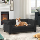 Modern Elevated Dog Sofa Bed for Small and Medium Dogs, Comfortable Black Linen Pet Bed
