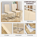 Modern Dining Chairs, PU Faux Leather High Back Upholstered Side Chair with Silver C-shaped Tube Chrome Metal Legs for Dining Room Kitchen Vanity Patio Club Guest Office Chair (Set of 2 (Beige+PU)
