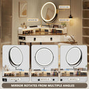 White Corner Vanity Mirror With Built In Charging Station