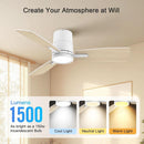 White 42 Inch Ceiling Fan With Lights Quiet DC Motor