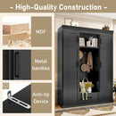 U-Can 85.2''H Hall Tree with Bench and 3 Hooks, Modern Entryway Storage Organizer Cabinet with 4 Doors, 1 Drawer and Adjustable Shelves for Hallway, Entryway, Living Room