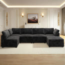 Modular Sectional Sofa Black Corduroy Convertible Sleeper