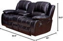 2Piece Bonded Leather Recliner Sofa And Loveseat Set Black 8018 With Pocket Coil Cushions