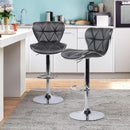 Grey Adjustable PU Leather Swivel Bar Stools Set of 2, Counter Height