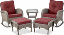 5 Piece Patio Rocking Chairs Set With Wicker Ottomans