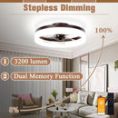 Brown Flush Mount Bladeless Fan Light With Dimmable LED