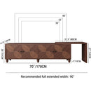 70'-90' Extendable TV Cabinet, Modern Entertainment Center with Storage and Adjustable Shelves, Mid 
Century Lacquered and Real Wood Veneered TV Console for Living Room, Hallway, Entryway, Walnut