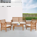 Outdoor Wood Sofa Set Natural Acacia With Thick Cushions