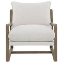 Geneva Boucle Upholstered Wood Arm Accent Chair Sand