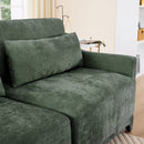 Elegant Green Chenille Two-Seater Sofa with Ottoman & Lumbar Pillows, Ergonomic Design, Easy Install