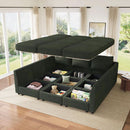 Emerald Green Modular Sleeper Sofa With Hidden Storage Compartment