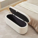 S03 Basics Upholstered Storage Ottoman and Entryway Bench WHITE