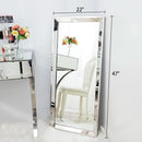 22 Inch By 47 Inch Large Wall Mirror With Angled Beveled Edge And Stainless Steel Frame