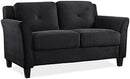 2 Piece Living Room Sofa And Loveseat Set In Black Microfiber Upholstery With 67.3 Inch Total Seat Width