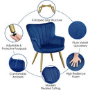 Blue Velvet Wingback Chair With Metal Legs For Living Room