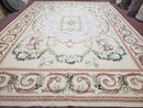 Elegant Aubusson Rug 10 x 14, Cream and Ivory Simple Aubusson Floral Carpet, Hand-Woven, European, New Aubusson Rug, Wool Area Rug, Violins