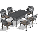 (Cushions In Random Colors)7-Piece Set Of Cast Aluminum Patio Furniture With Cushions